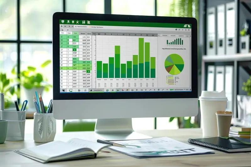 Un parent indépendant consulte sur un ordinateur portable un tableau Excel avec un graphique de chiffre d'affaires par activité.