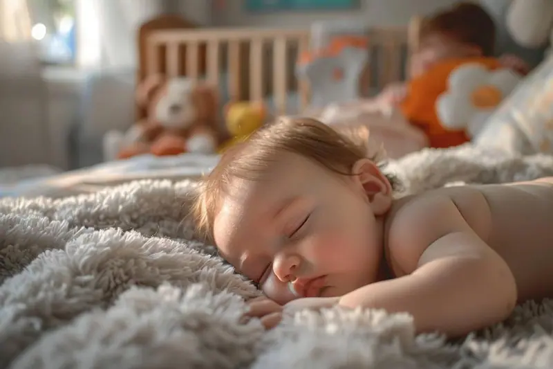 Un lit de bébé sécurisé avec un matelas ferme, un drap-housse ajusté et une turbulette, sans couverture ni peluche