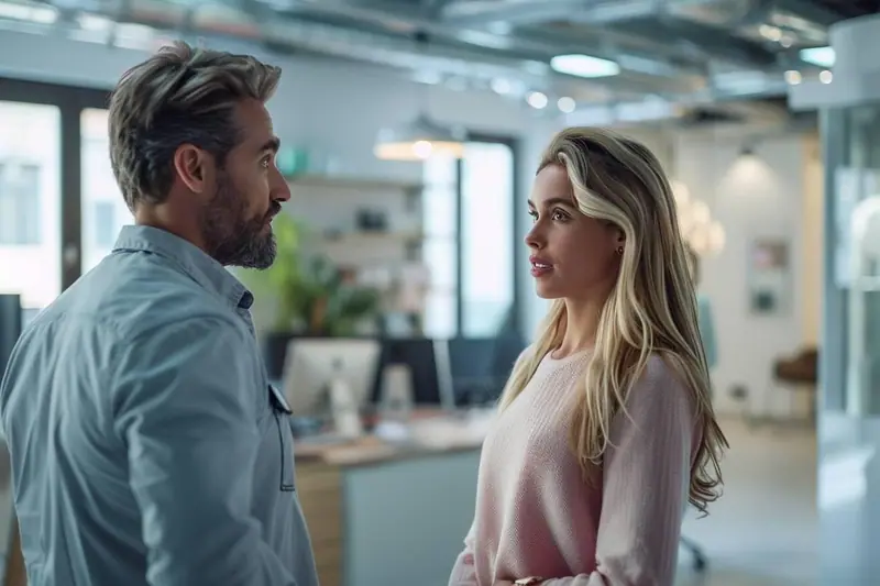 Un couple consulte des offres d’électricité et de gaz avec un courtier autour d’une table, tandis qu’un enfant dessine à côté.